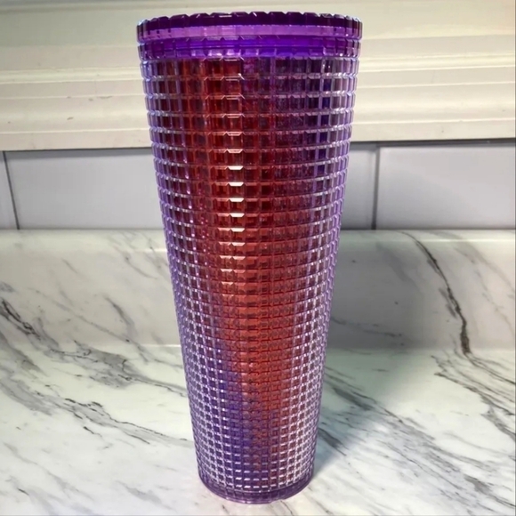 Starbucks Summer 2021 Pink and Purple Grid Tumbler 24oz Cold Cup - Picture 3 of 5